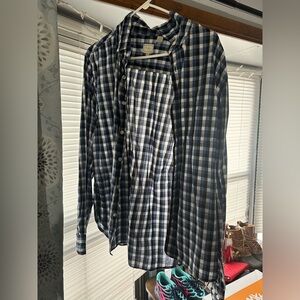 Haggar Navy and White Plaid Shirt